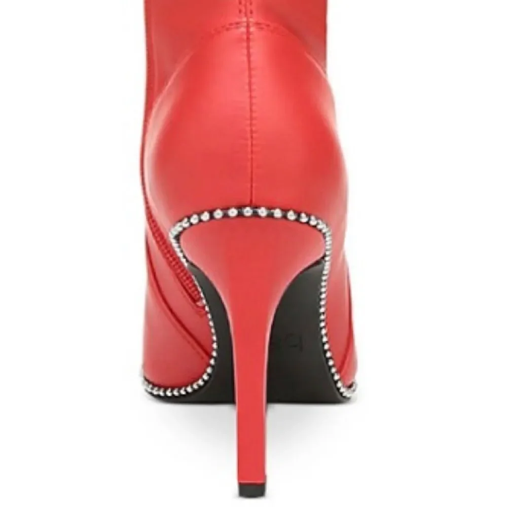 NWT BAR III 6.5/8.5/9/9.5  Millie Over the Knee Red Pu Leather High Heels Boots